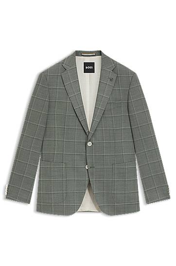 Jakke BOSS BOSS Checked Wool Blend Regular Fit Blazer Grøn | 50545870, 0