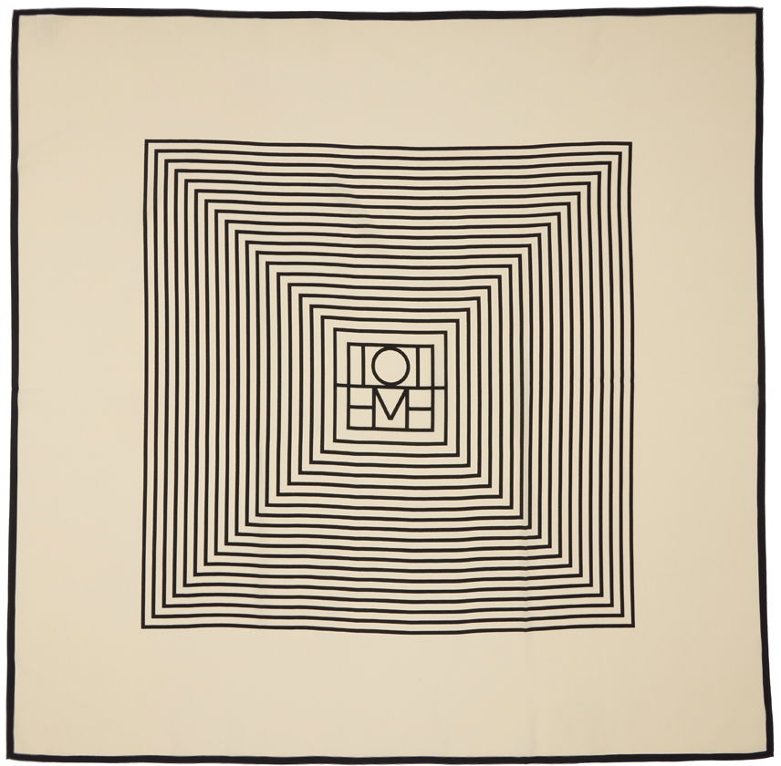 Tørklæde TOTEME Silk Monogram Scarf Beige | 211-853-801, 0