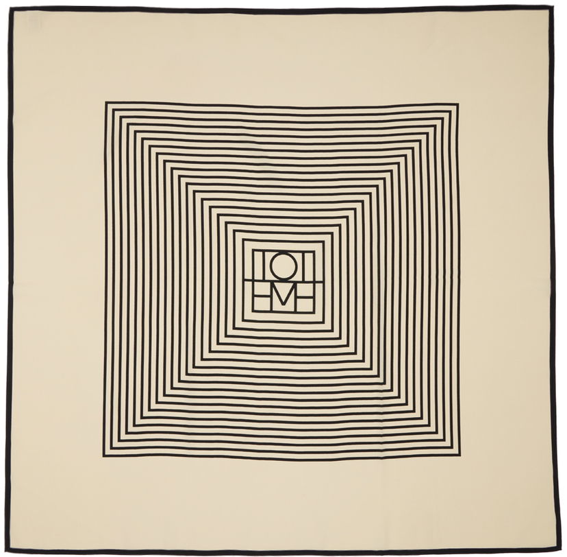 Tørklæde TOTEME Silk Monogram Scarf Beige | 211-853-801