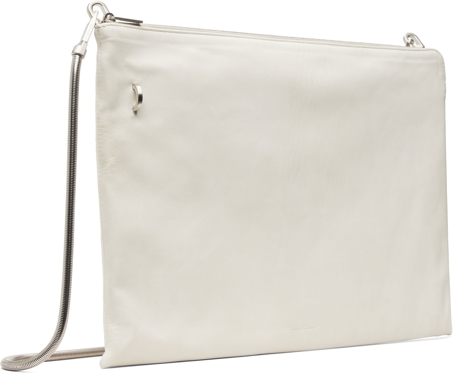 Skuldertaske Rick Owens Concordians Leather Pouch with Silver-tone Chain Strap Hvid | RR02E1417 LBHH, 1