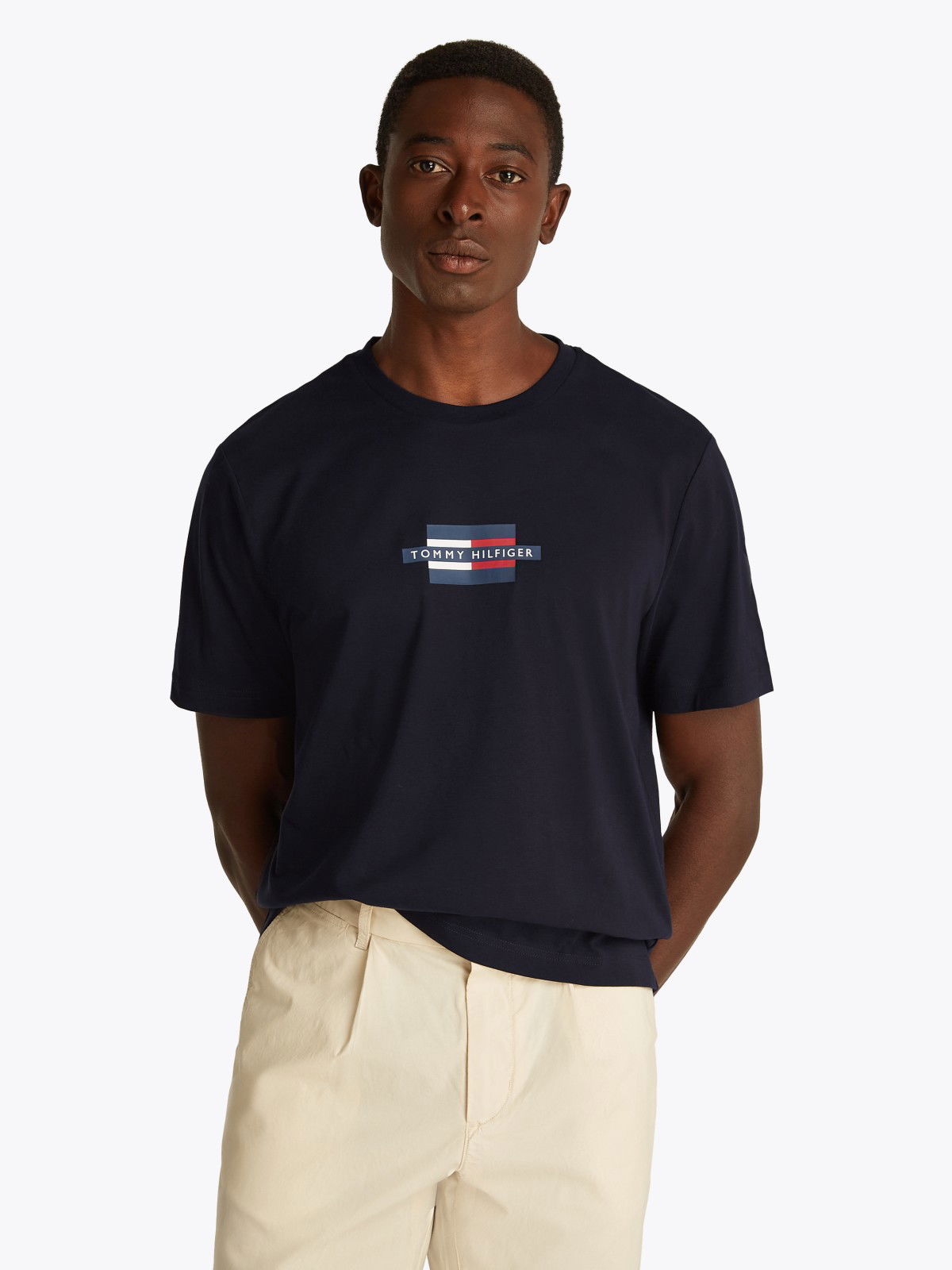 T-shirt Tommy Hilfiger Tommy Hilfiger Flag Box T-Shirt Mørkeblå | MW0MW38636DW5, 0