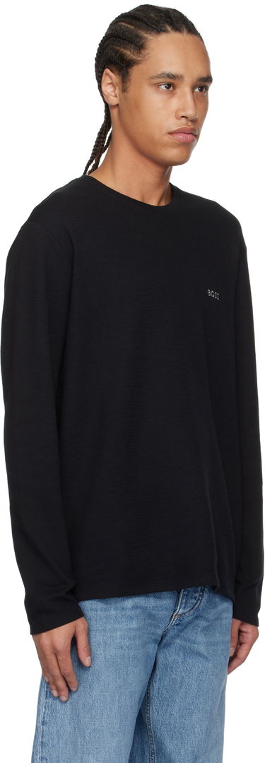 Sweater BOSS BOSS Waffle-Structured T-Shirt Sort | 50535870, 1