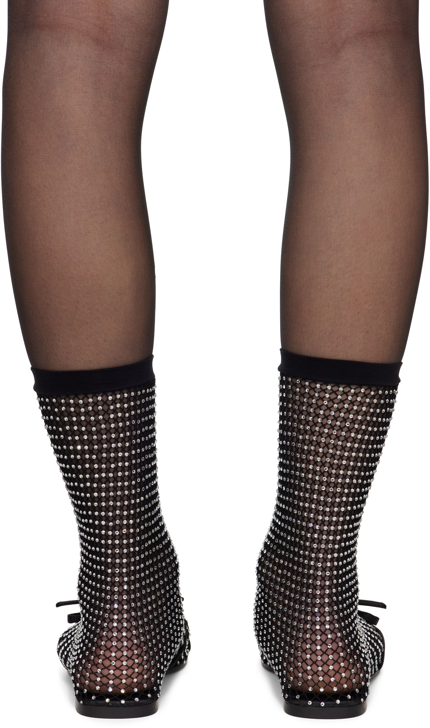 Sokker Balenciaga Balenciaga Leopold Crystal-Embellished Mesh Ballerina Flats Sort | 821043 W2EA2, 1