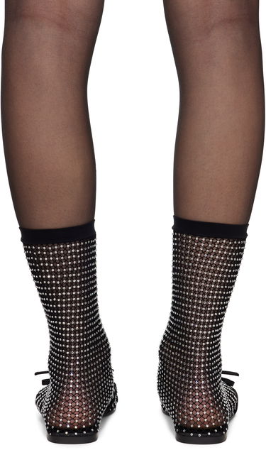 Sokker Balenciaga Balenciaga Leopold Crystal-Embellished Mesh Ballerina Flats Sort | 821043 W2EA2, 1