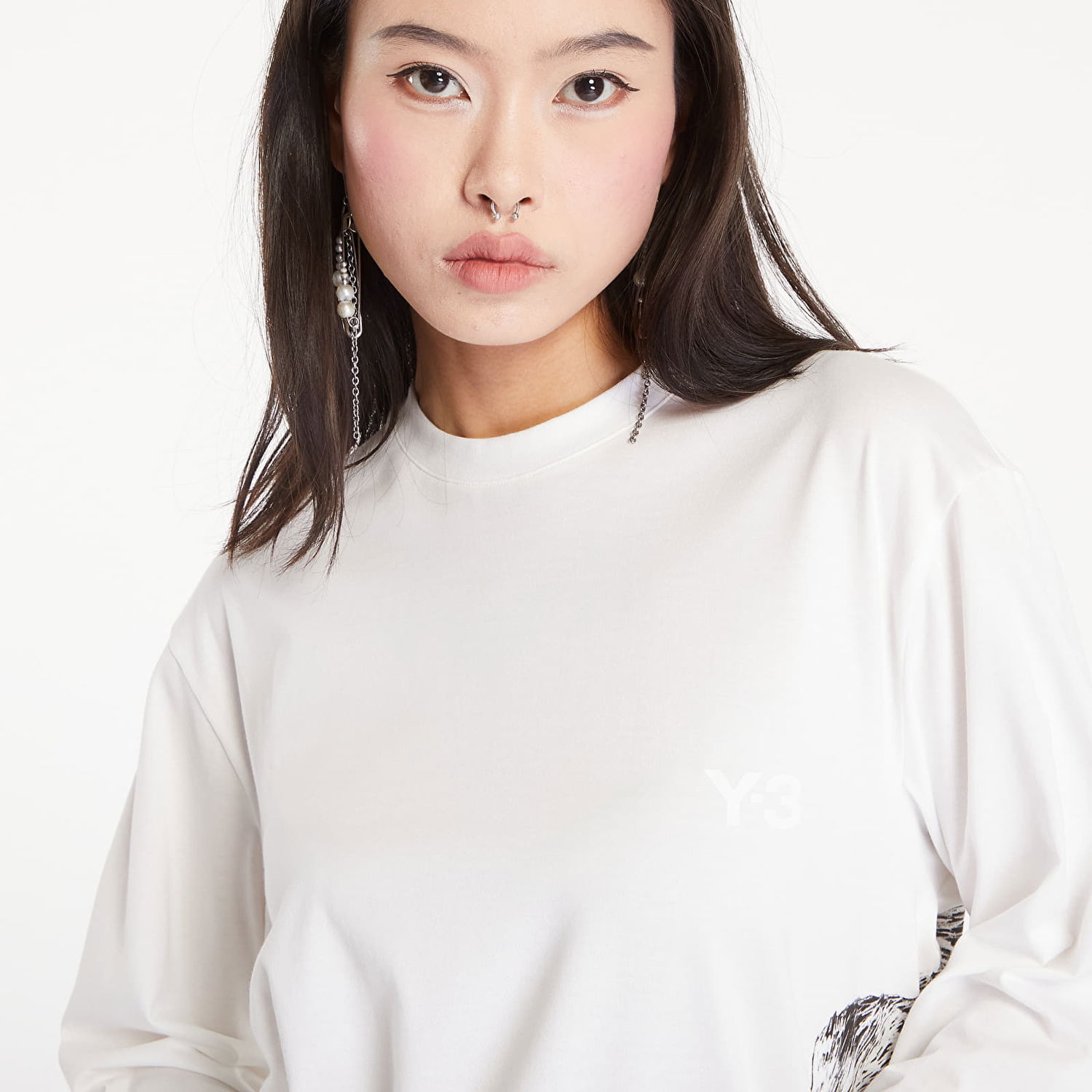 T-shirt Y-3 Graphic Long Sleeve Tee UNISEX Core White Hvid | IX0404, 1