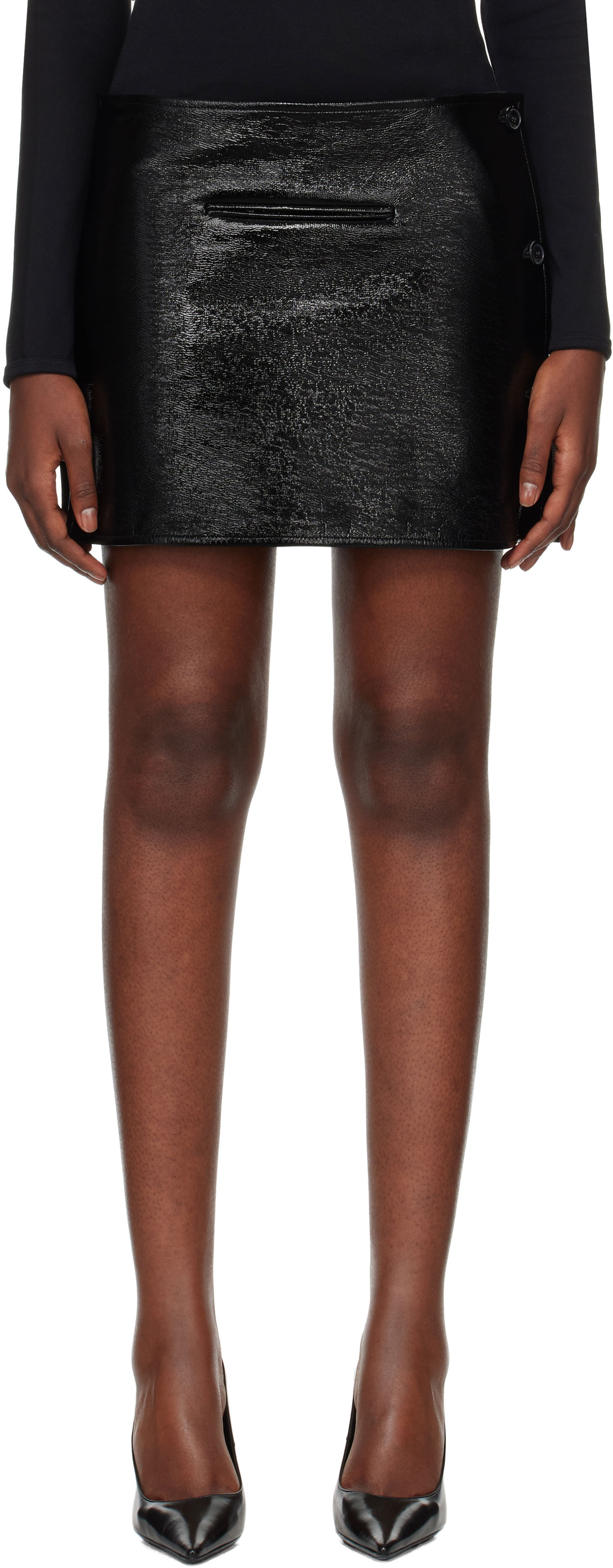 Nederdel Courrèges Vinyl Asymmetrical Miniskirt Sort | 424CJU204VY0014, 0