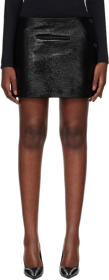 Nederdel Courrèges Vinyl Asymmetrical Miniskirt Sort | 424CJU204VY0014, 0