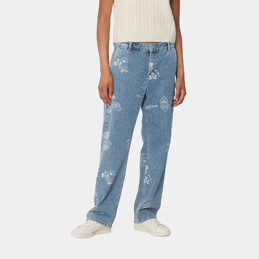 Jeans Carhartt WIP Stamp Print Bleached Denim Pants Blå | I033742_9, 0