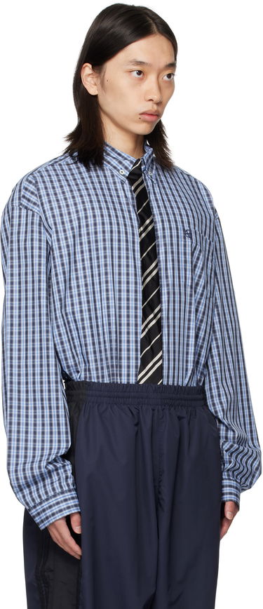 Skjorte VETEMENTS Vetements Tie Gingham Shirt Blå | UH76SH280CN, 4