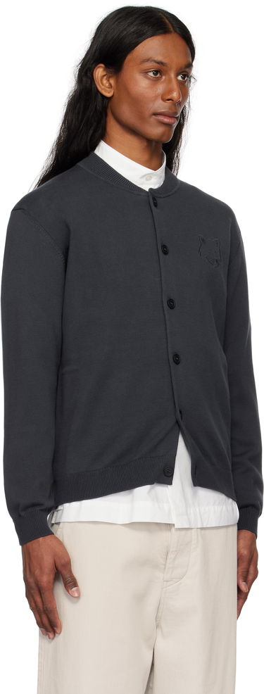 Sweater MAISON KITSUNÉ Maison Kitsuné Fox Head Embroidered Cardigan Gul | OM02135KT1135, 4