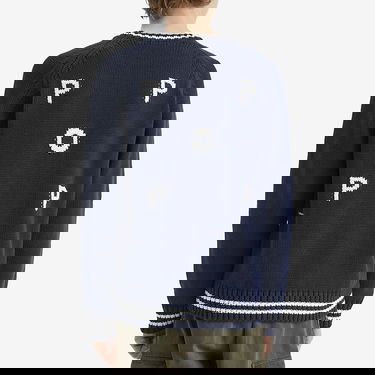 Sweater Pop Trading Company Knitted Logo Crew Sweater Mørkeblå | POPSS25-06-002, 3
