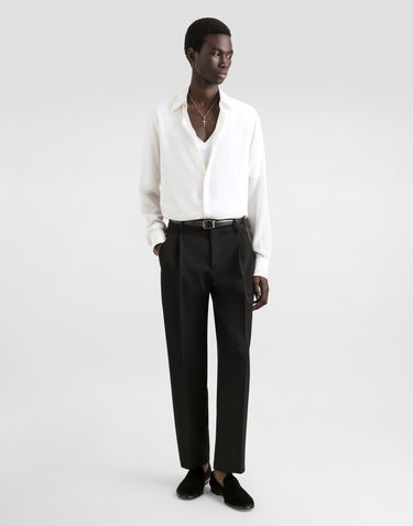 Skjorte Dolce & Gabbana Dolce & Gabbana Silk Shirt with Logo Embroidery Hvid | G5MO1ZFU1UQW0111, 1