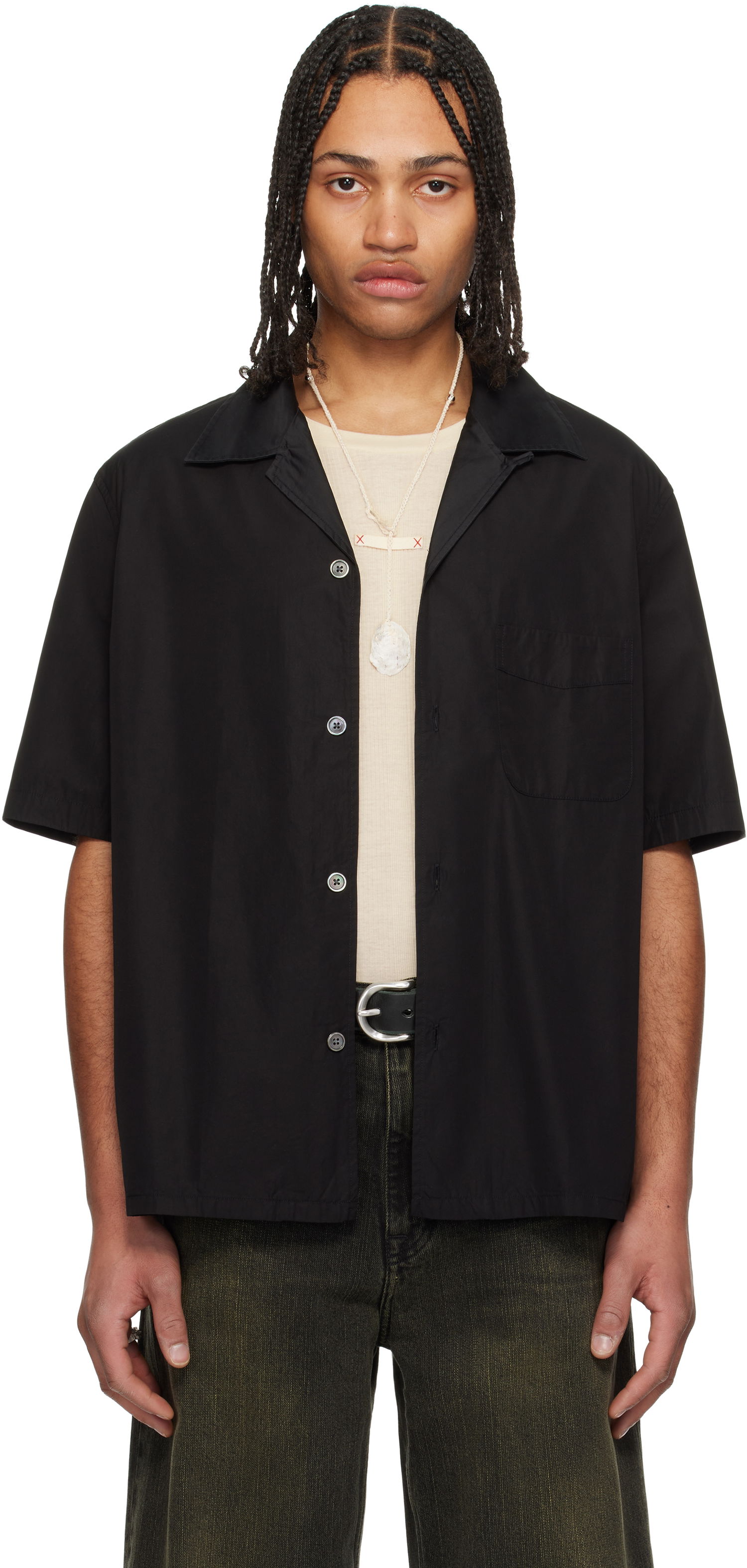 Skjorte OUR LEGACY Our Legacy Heusen Short Sleeve Shirt Sort | M2252HBE, 0