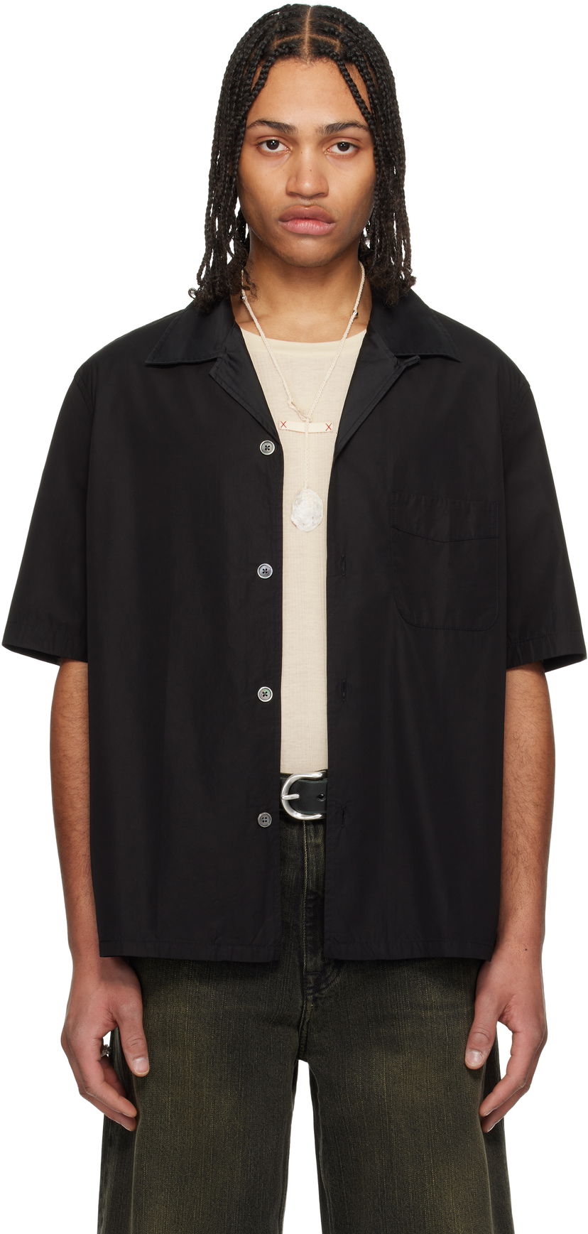 Skjorte OUR LEGACY Our Legacy Heusen Short Sleeve Shirt Sort | M2252HBE