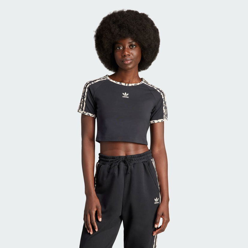 Crop top adidas Originals Leopard Luxe Baby Tee Sort | IY7062