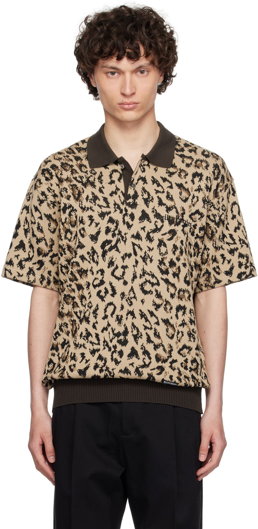 Polo skjorte WACKO MARIA WACKO MARIA Jacquard Knit Polo Beige | 25SS-WMK-KN22