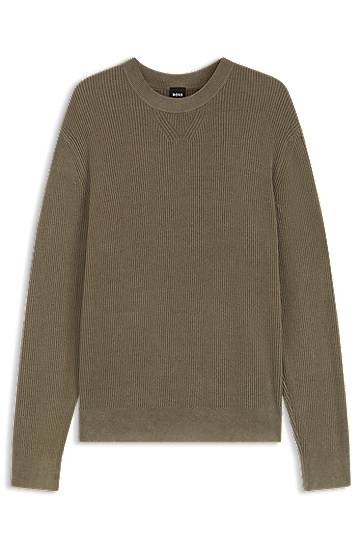 Sweater BOSS Regular-fit sweater with corduroy rib Grøn | 50549989, 0