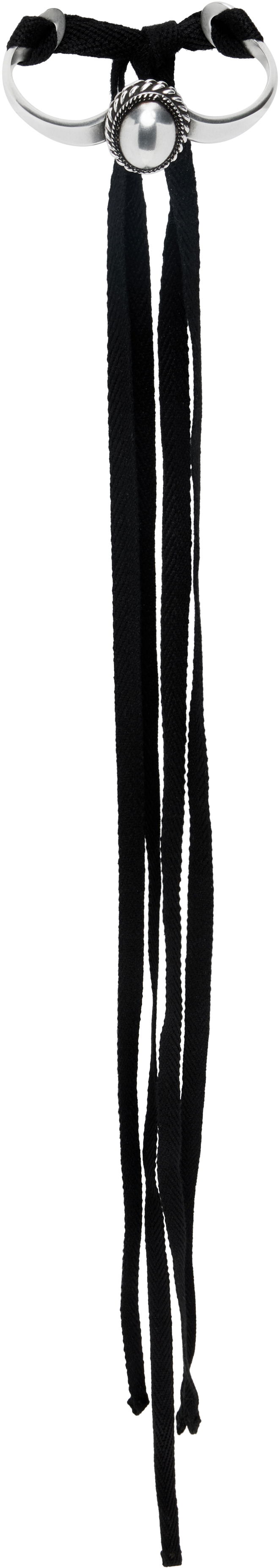 Armbånd Ann Demeulemeester Ann Demeulemeester Leja Cabochon Cord Bracelet Sort | B0012994-JW021-070