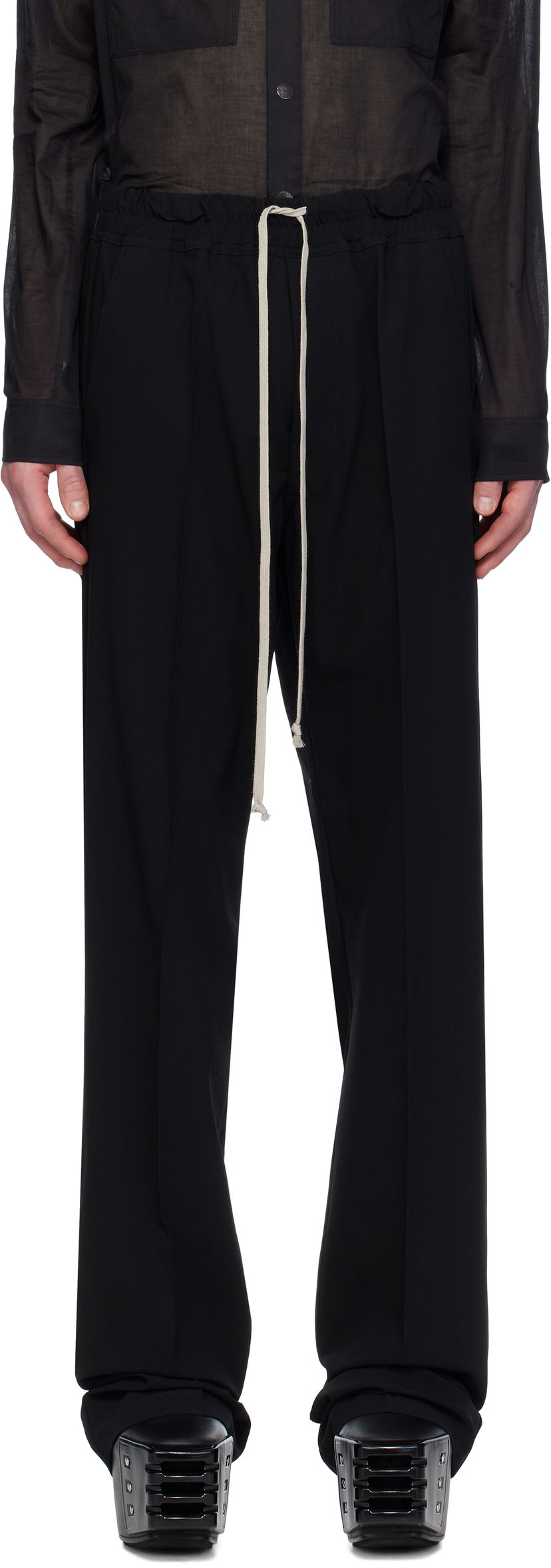 Bukser Rick Owens Rick Owens Hollywood Dietrich Drawstring Trousers Sort | RU01E5378 WLP