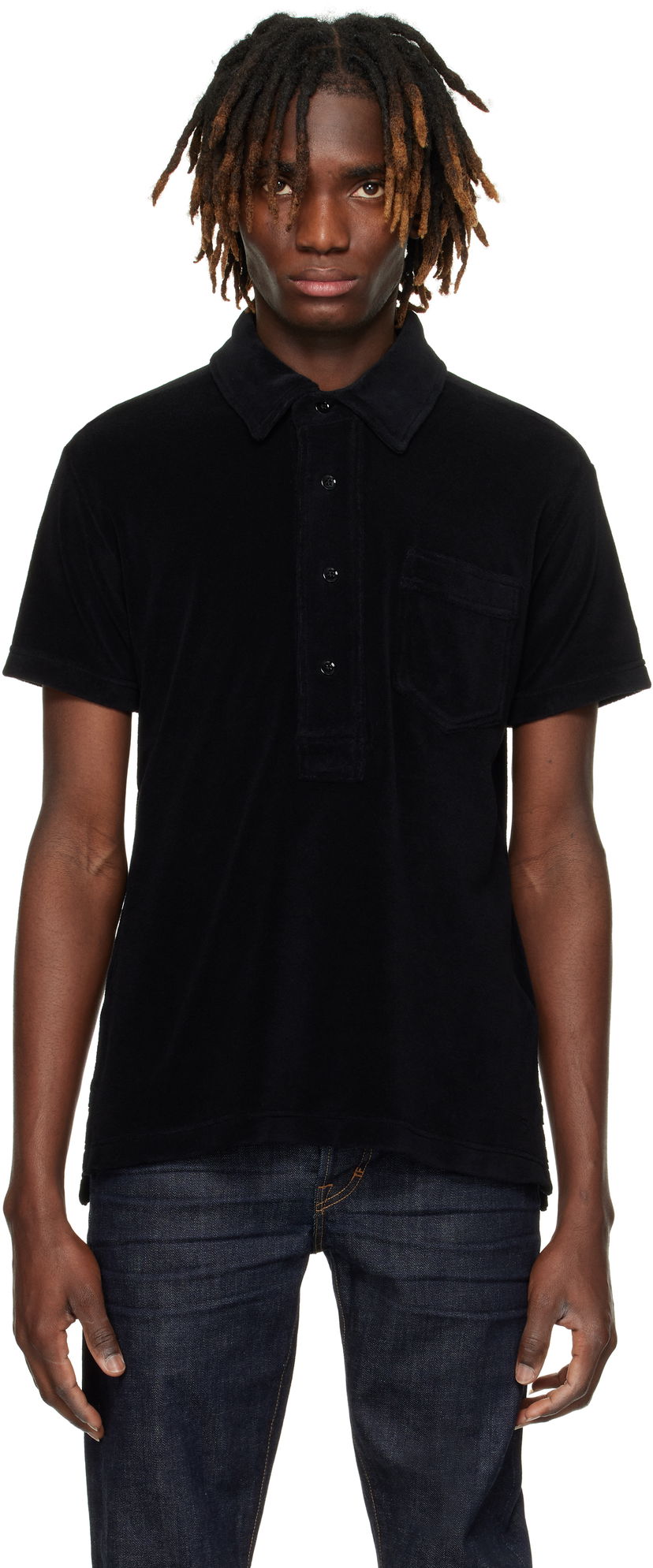 Polo skjorte Tom Ford Tom Ford Towelling Polo Sort | JPS009-JMC053S25