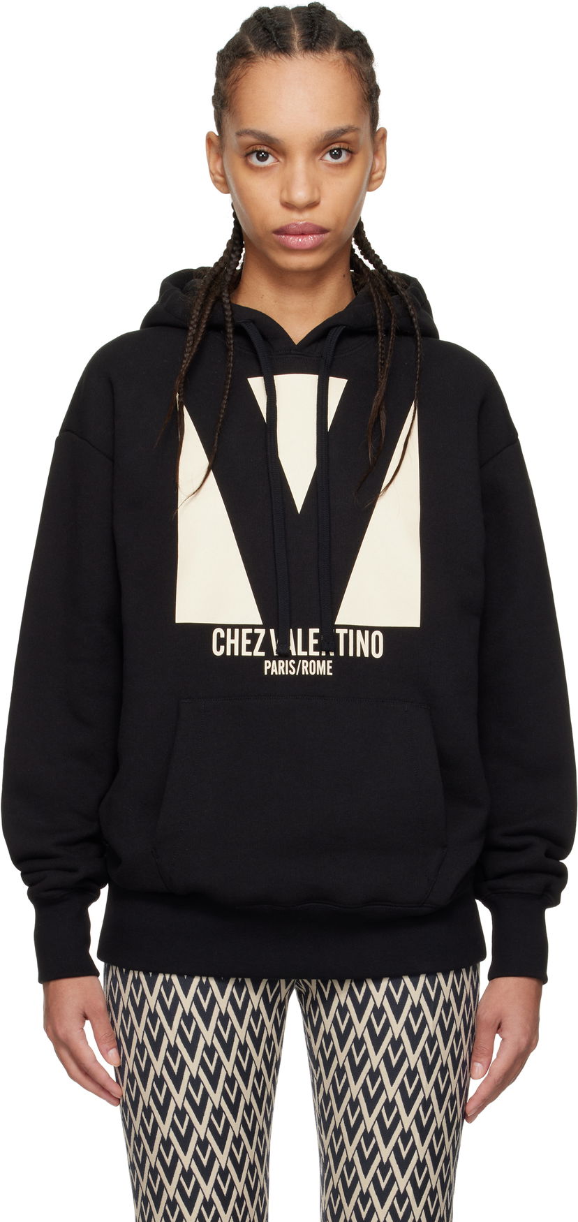 Sweatshirt Valentino Valentino 'Chez Valentino' Print Cotton Hoodie Sort | 6B3MF24I960