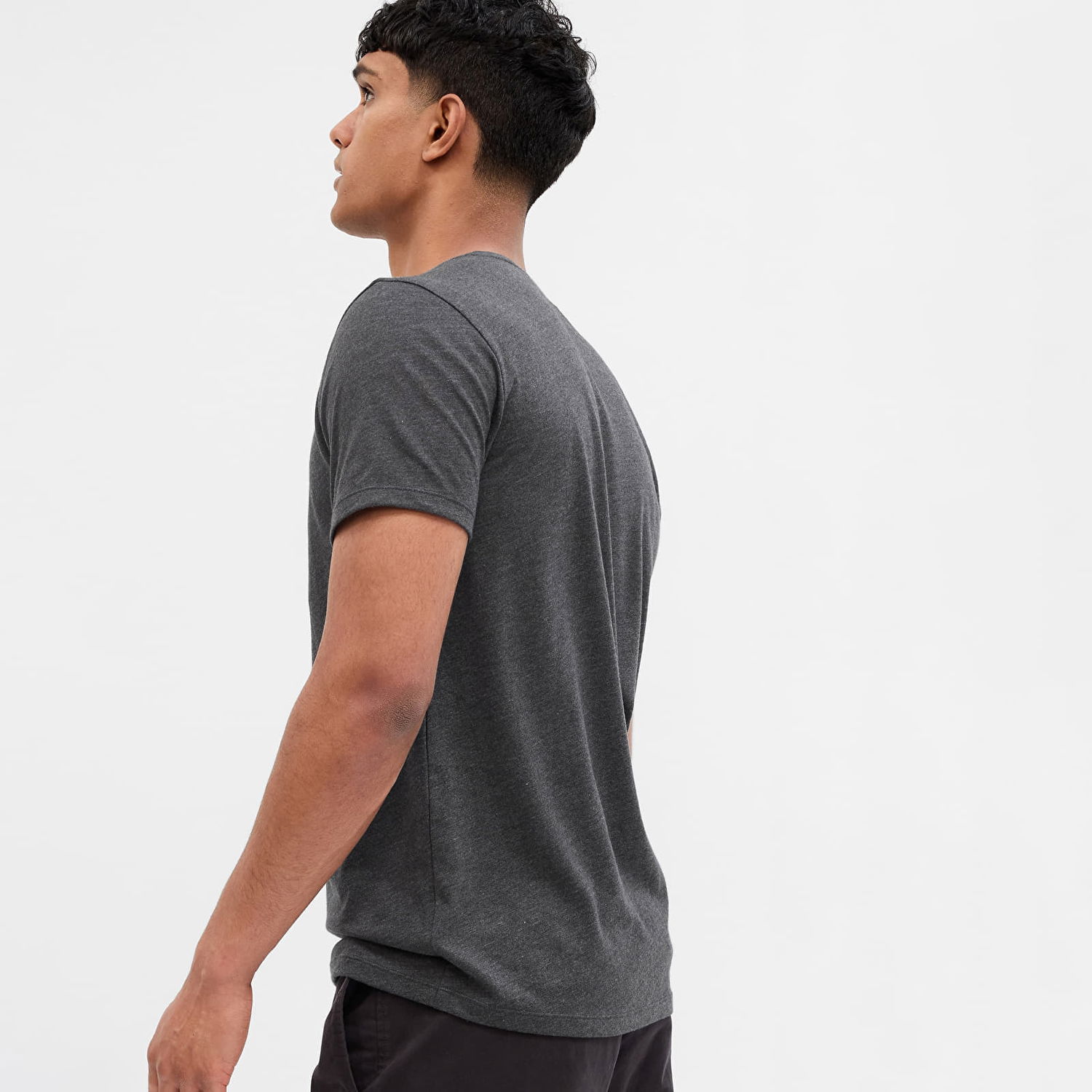 T-shirt GAP Micro Logo Vee Neck Tee Charcoal Grey Grå | 753771-01, 1