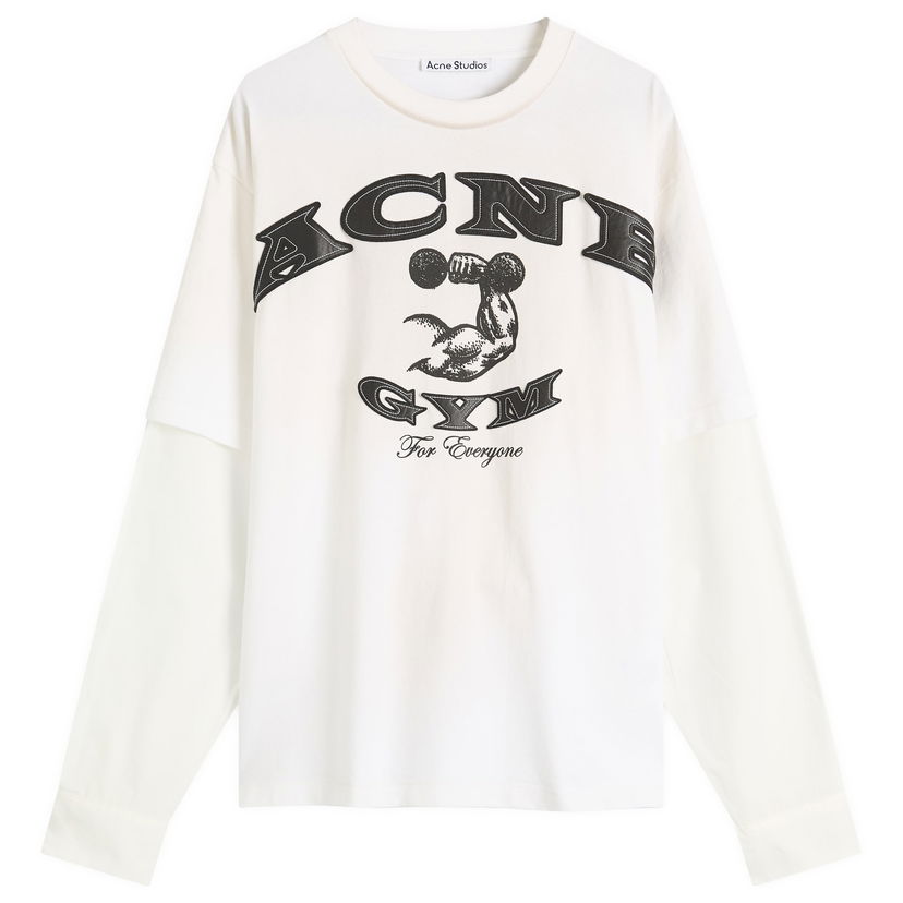 T-shirt Acne Studios Acne Studios Exford U Layered Long Sleeve T-Shirt, Size Small Hvid | CL0404-DC6