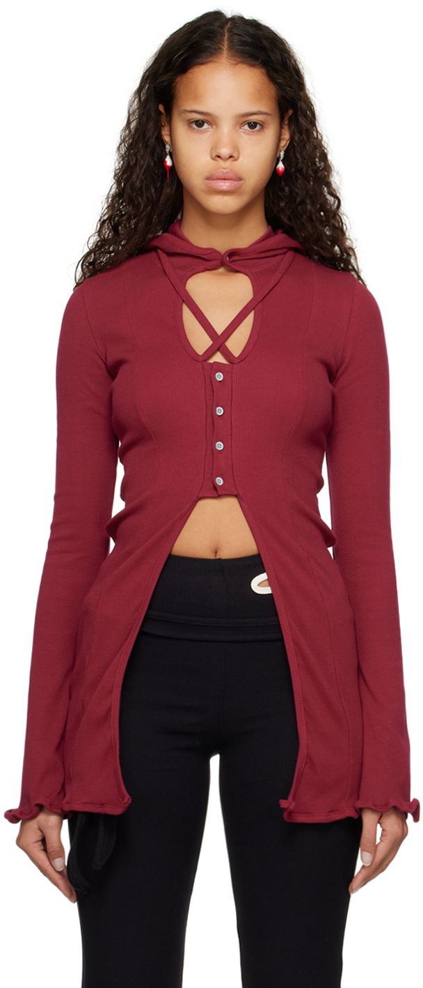 Sweater Ottolinger Ottolinger Lounge Rib Hoodie Bourgogne | 403504, 0