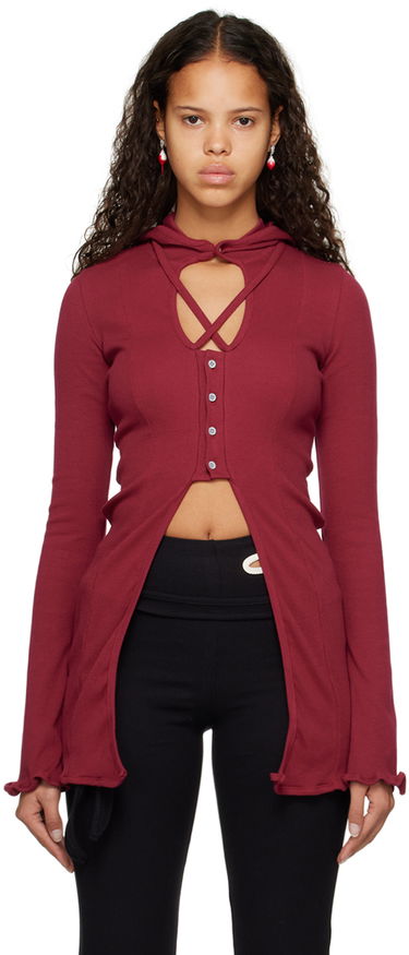 Sweater Ottolinger Ottolinger Lounge Rib Hoodie Bourgogne | 403504, 0