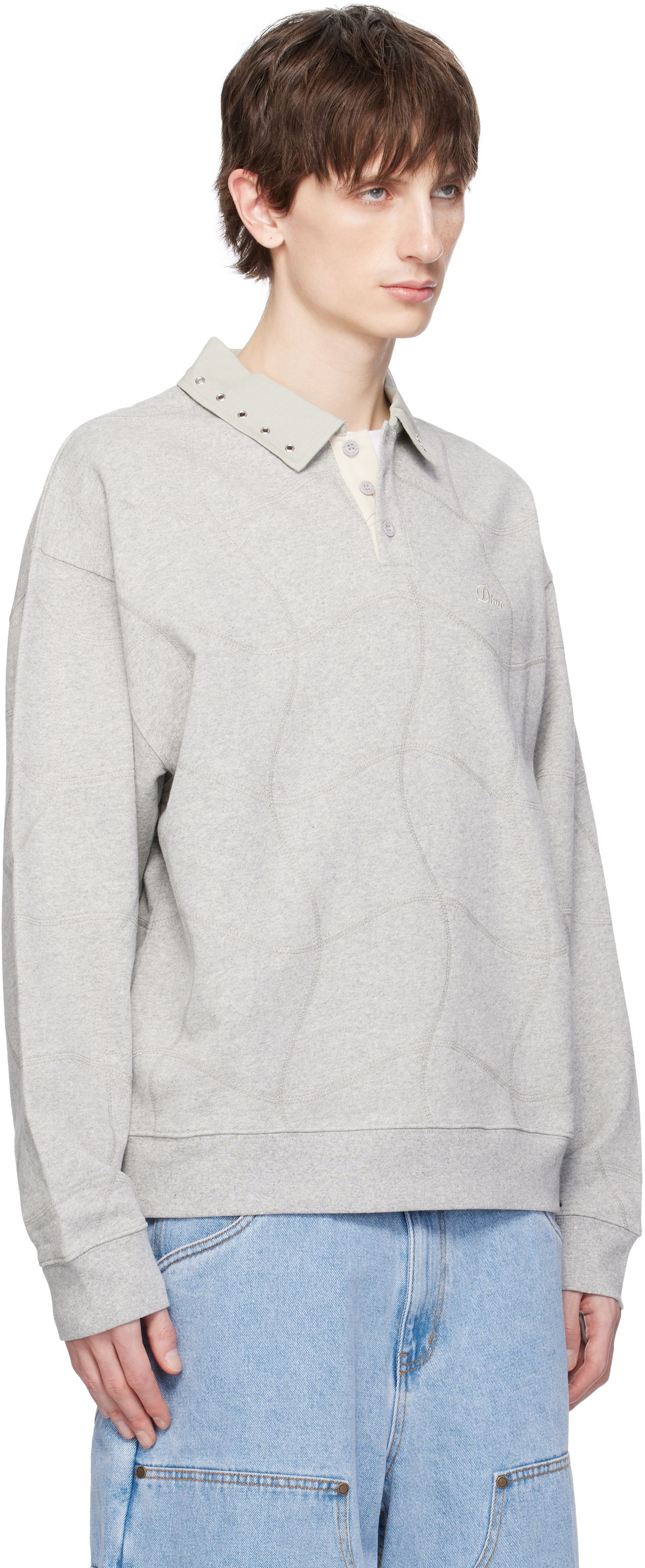 Sweatshirt Dime Dime Wave Rugby Polo Grå | DIMESP254GRY, 1