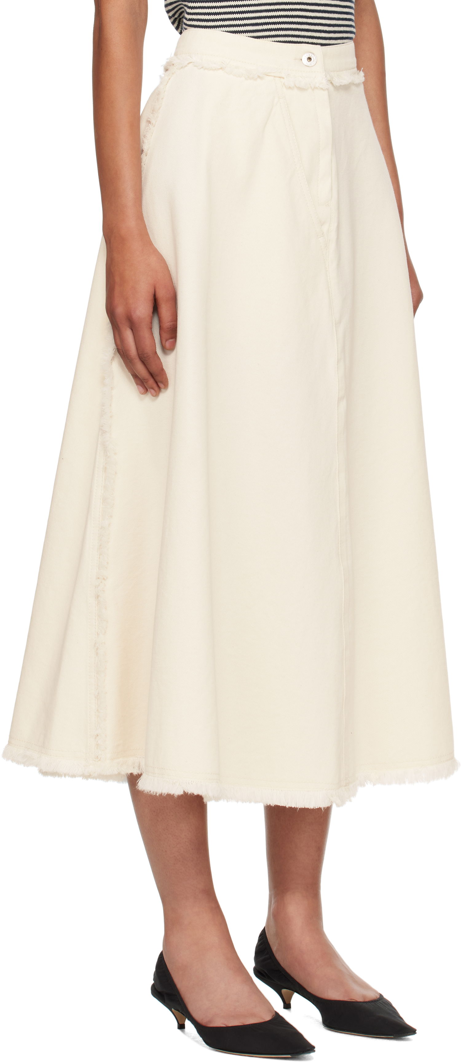 Nederdel Max Mara Alvaro Frayed-Edge Midi Skirt Beige | 2525106051600, 1