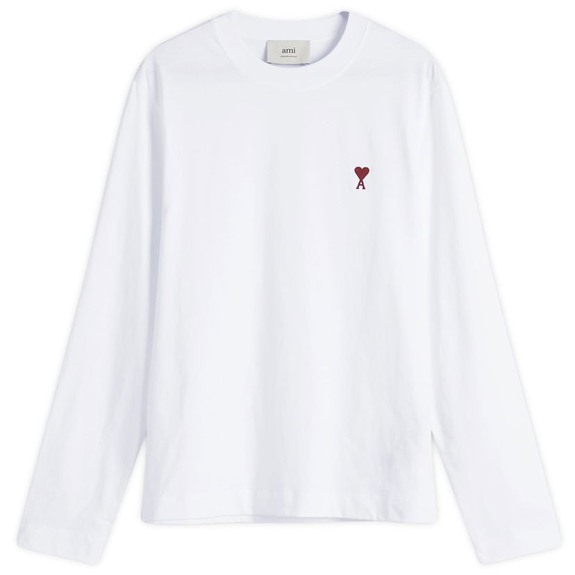 T-shirt AMI AMI Small A Heart Long Sleeve T-Shirt, Size Large Hvid | BFUTS235-724-100