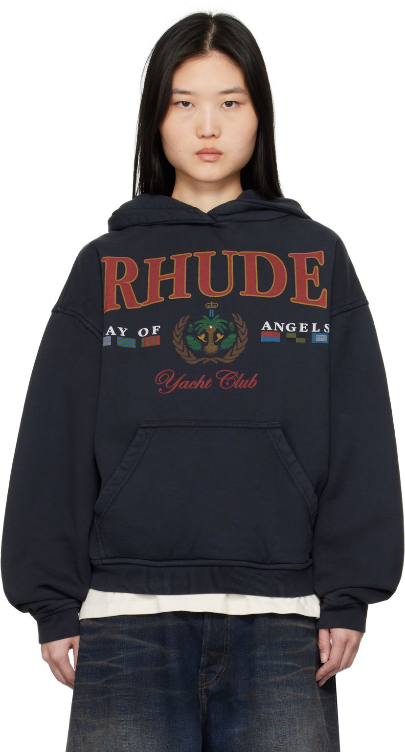 Sweatshirt Rhude Rhude 'Bay Of Angels Yacht Club' Hoodie Mørkeblå | RHPS25HO01012