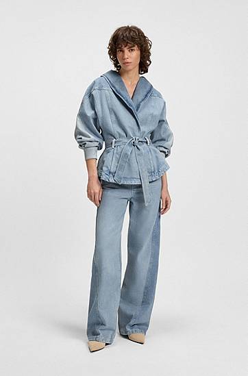 Jakke BOSS Denim Peplum Jacket with Belt Blå | 50554678, 1