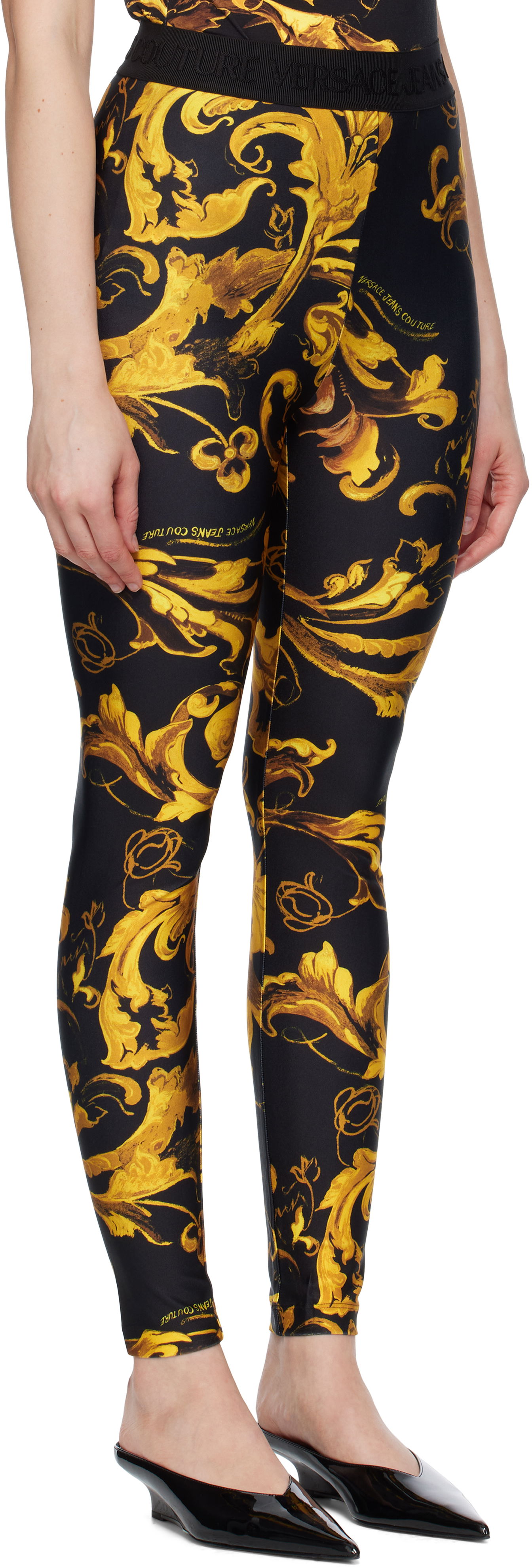 Leggings Versace Versace Jeans Couture Barocco Lycra Leggings Sort | E79HAC101_EJS501, 1