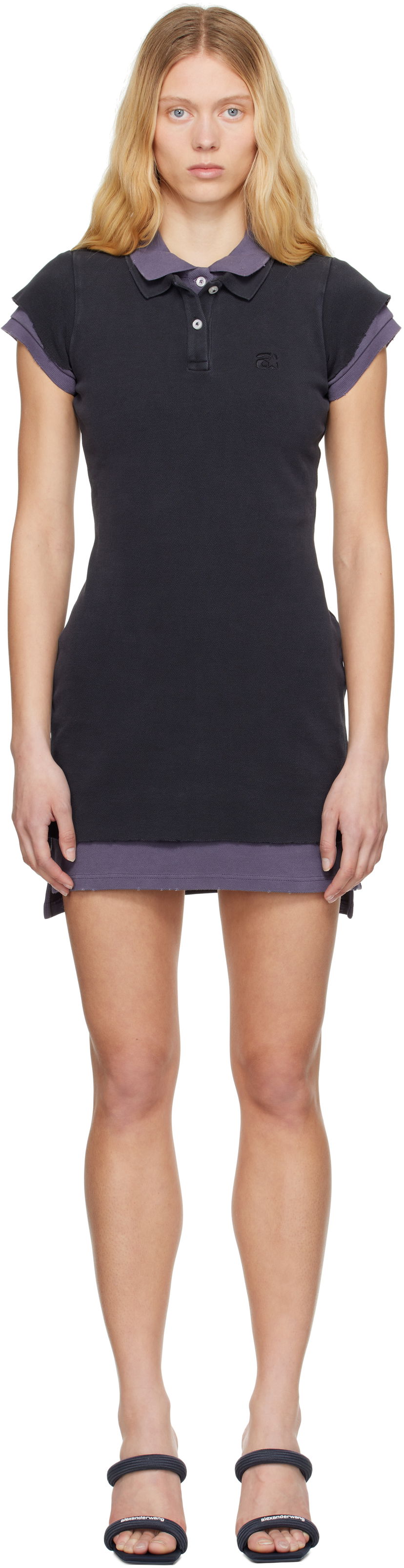 Kjole Alexander Wang Alexander Wang Layered Polo Mini Dress Sort | 4CC2256297