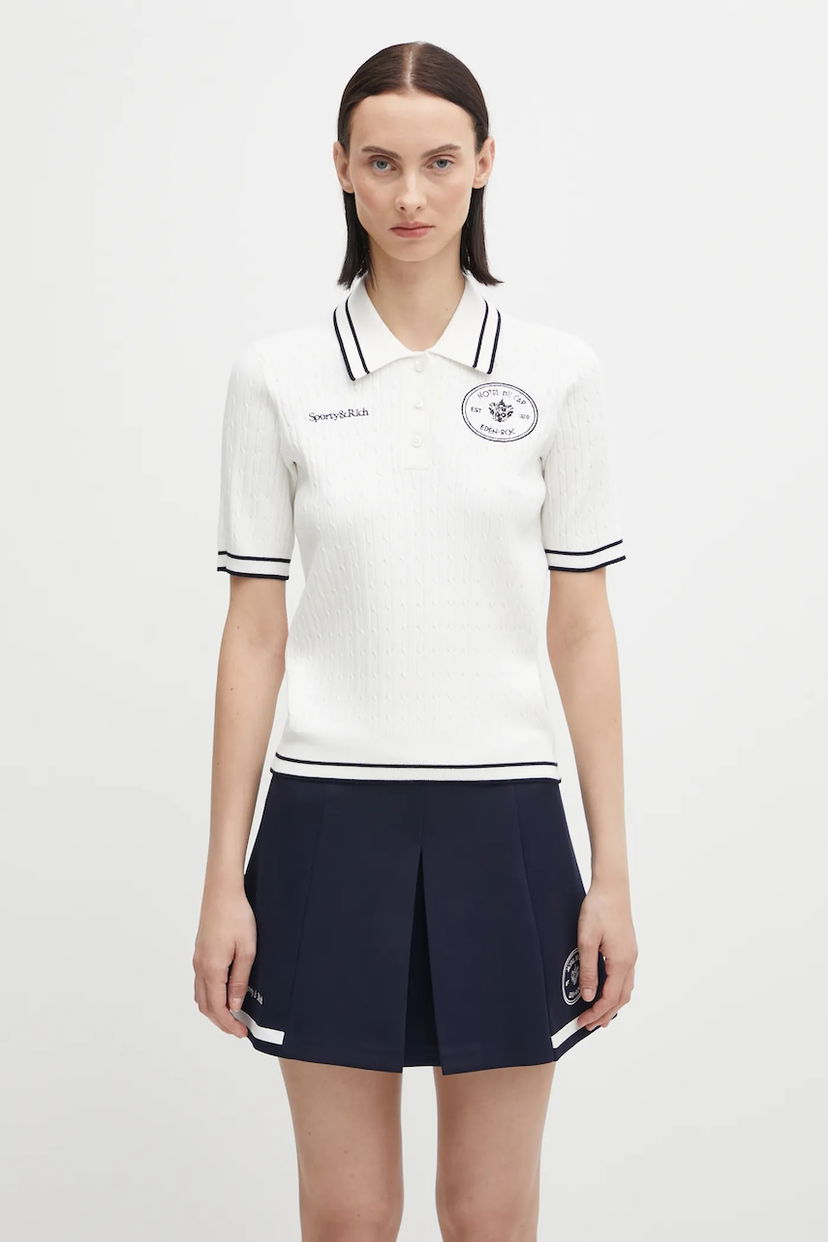 Polo skjorte Sporty & Rich Polo Eden Crest Cable Knit Hvid | TO06860666WH50