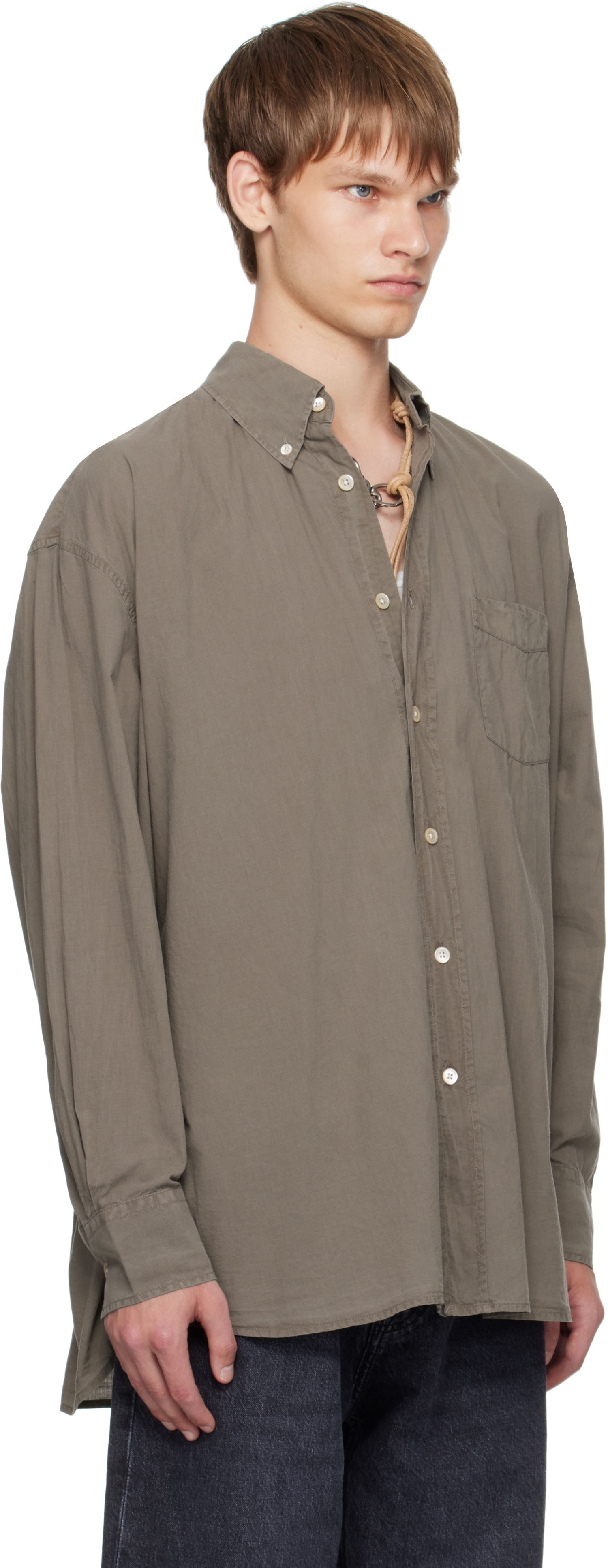 Skjorte OUR LEGACY Our Legacy Borrowed Button-Down Shirt Grøn | M4252BC, 1