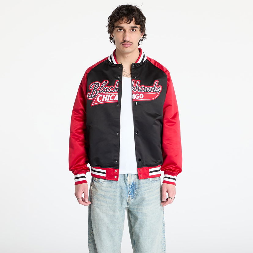 Bomberjakke Mitchell & Ness Mitchell & Ness NHL Blackhawks Double Clutch Satin Jacket Sort | JK9196-CBHBKSC