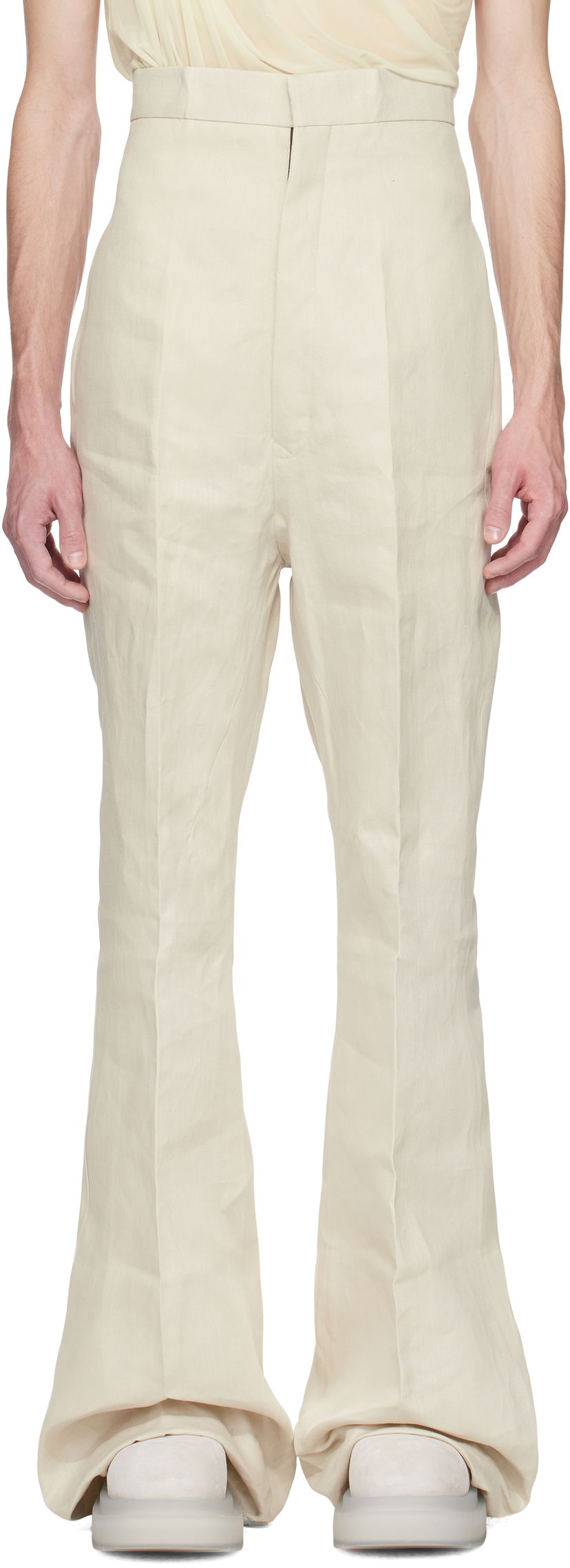 Bukser Rick Owens Rick Owens Hollywood Dirt Bolan Flare Trousers Beige | RR01E5351 TWL