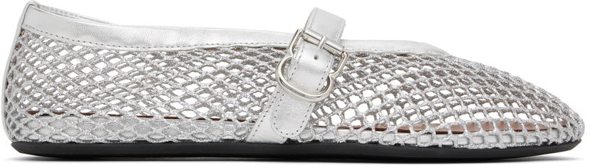 Tøj Alaïa ALAÏA Fishnet Ballerina Flats Metalisk | AA3A029TK028