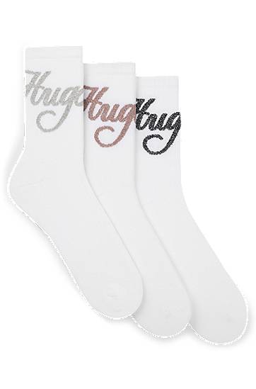 Sokker BOSS Three-pack of short-length socks with sparkly logos Hvid | 50546384, 0