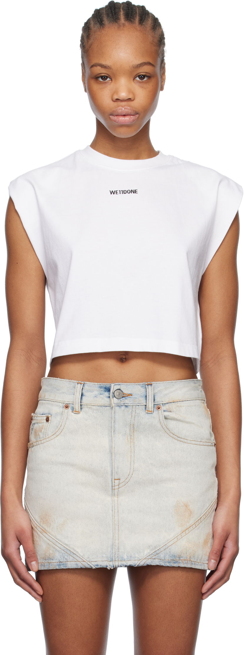 Tanktop We11done We11done Sleeveless Crop Top Hvid | WD-TT0-25-710-W-WH