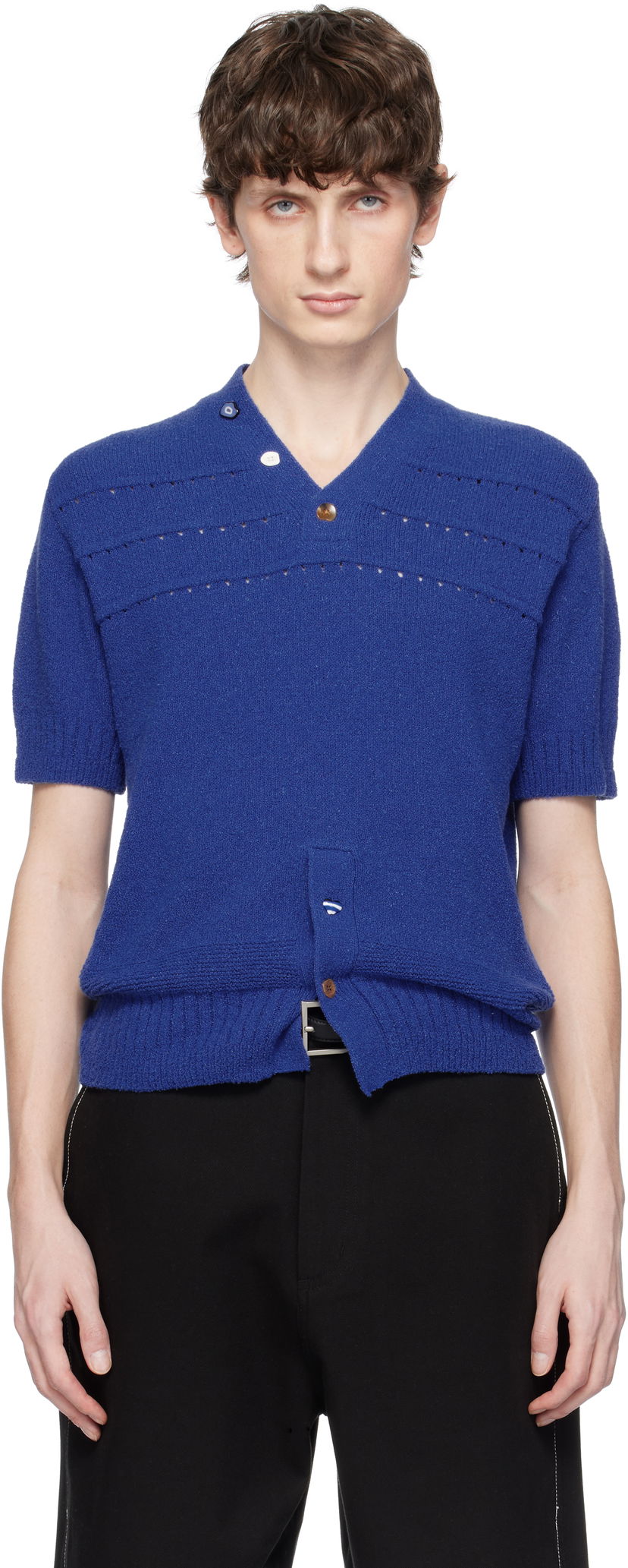 Sweater ADER ERROR ADER error Knitted V-Neck Sweater Blå | BO01SSKT0502BL