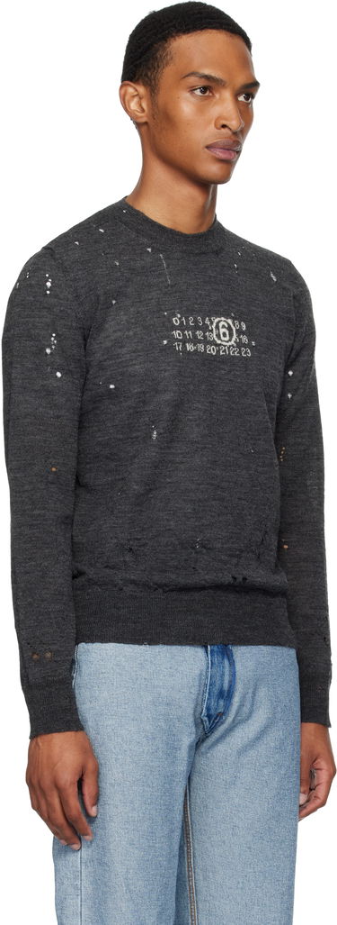 Sweater Maison Margiela MM6 Maison Margiela Distressed Wool Sweater Hvid | SH0HL0033 M13134, 4