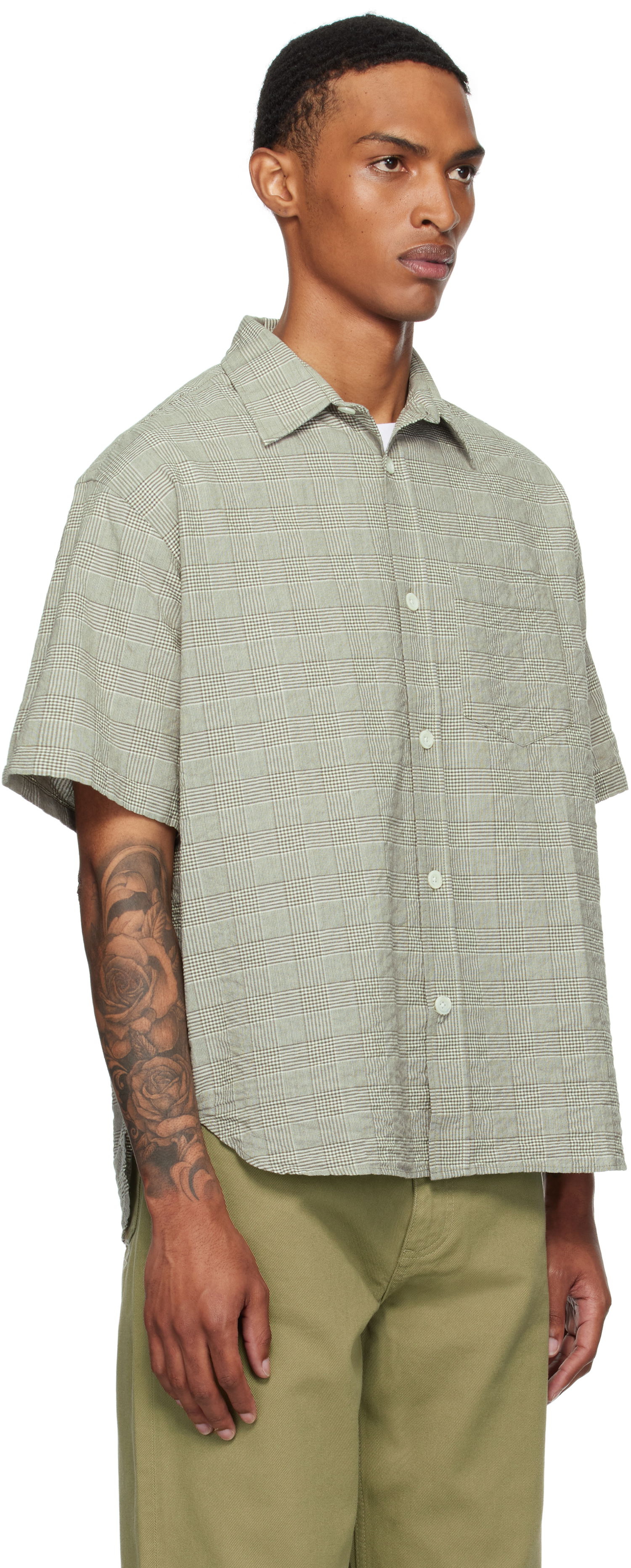 Skjorte NORSE PROJECTS Norse Projects Mo Oversized Check Short Sleeve Shirt Grøn | N40-0827, 1