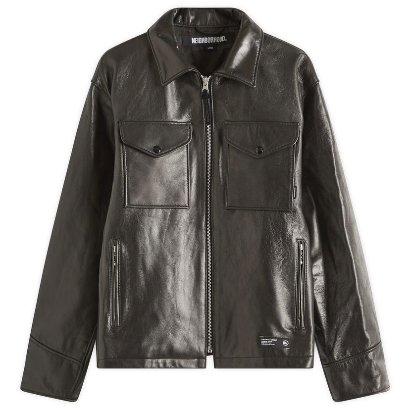Jakke Neighborhood Neighborhood PM Leather Jacket, Size Large Sort | 251SZNH-JKM01-BLK