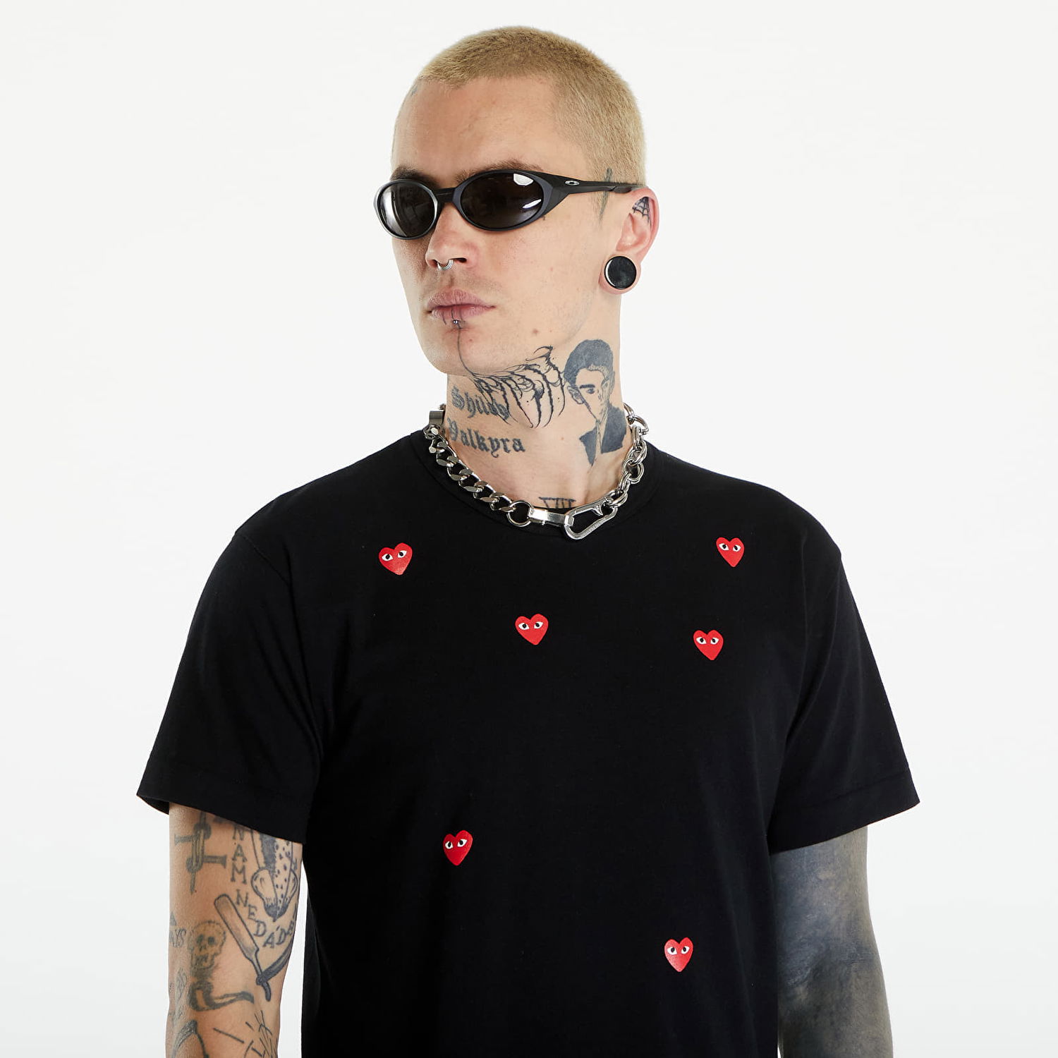T-shirt Comme des Garçons PLAY Short Sleeve Logo Print T-Shirt UNISEX Black Sort | AXT338 black, 1