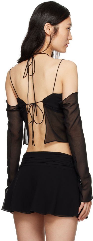 Crop top GUIZIO Guizio Gathered Sheer Off-Shoulder Blouse Sort | H23113W034, 2