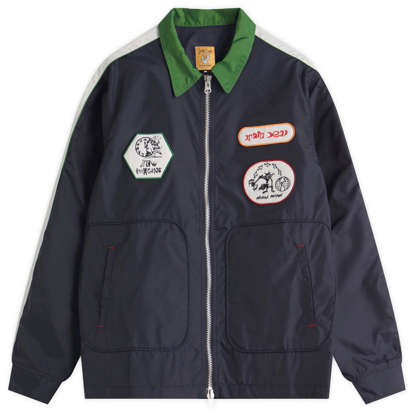 Bomberjakke Brain Dead Brain Dead Meltdown Racing Jacket, Size Large Mørkeblå | BDS25O160041-NVY